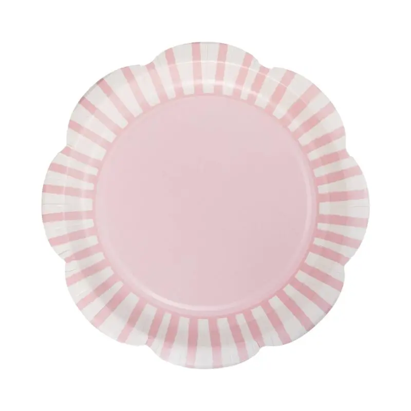 PAR1138 - Pink Striped 9" Scallops Plate