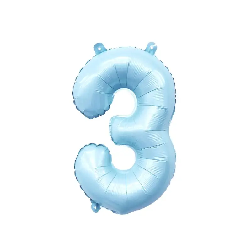 Pastel Blue Mylar Number Balloons (32 Inches): 3