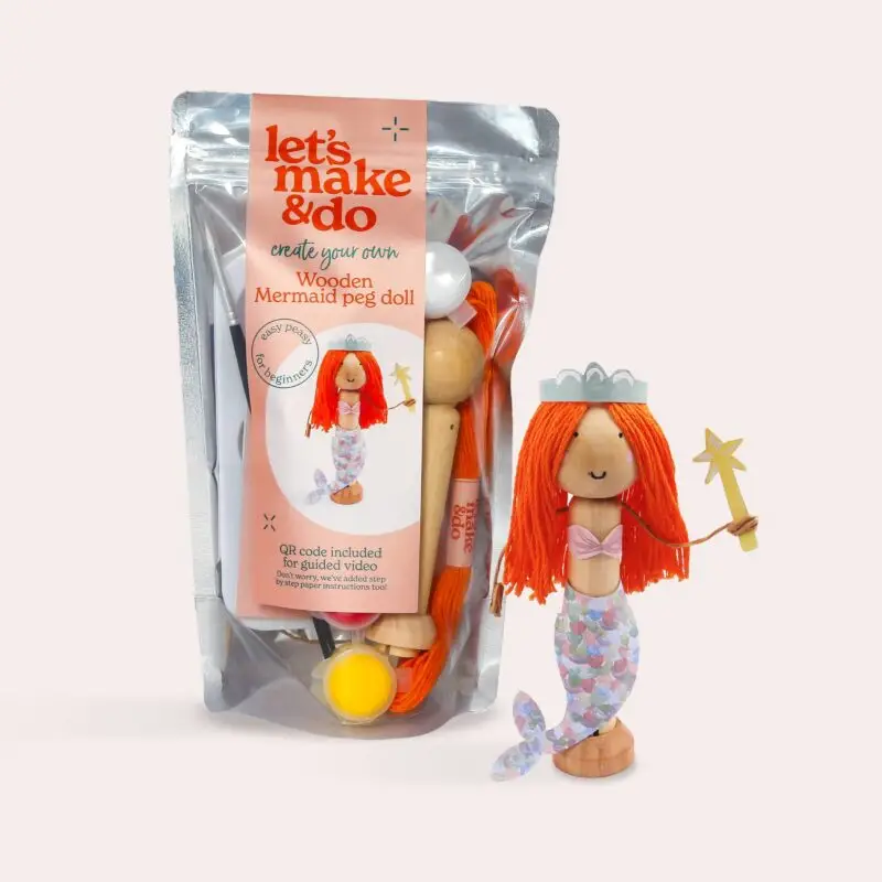 Create Your Own Mermaid Wooden Peg Doll Kit