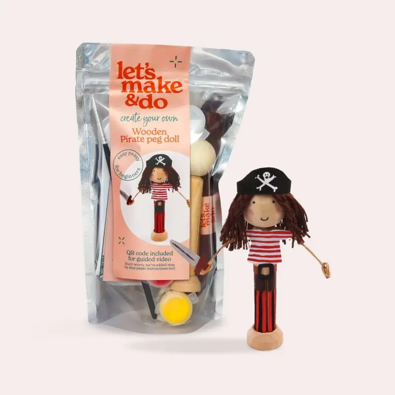 Create Your Own Pirate Wooden Peg Doll Kit