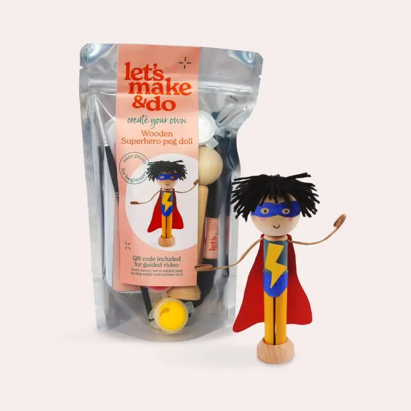 Create Your Own Superhero Wooden Peg Doll Kit