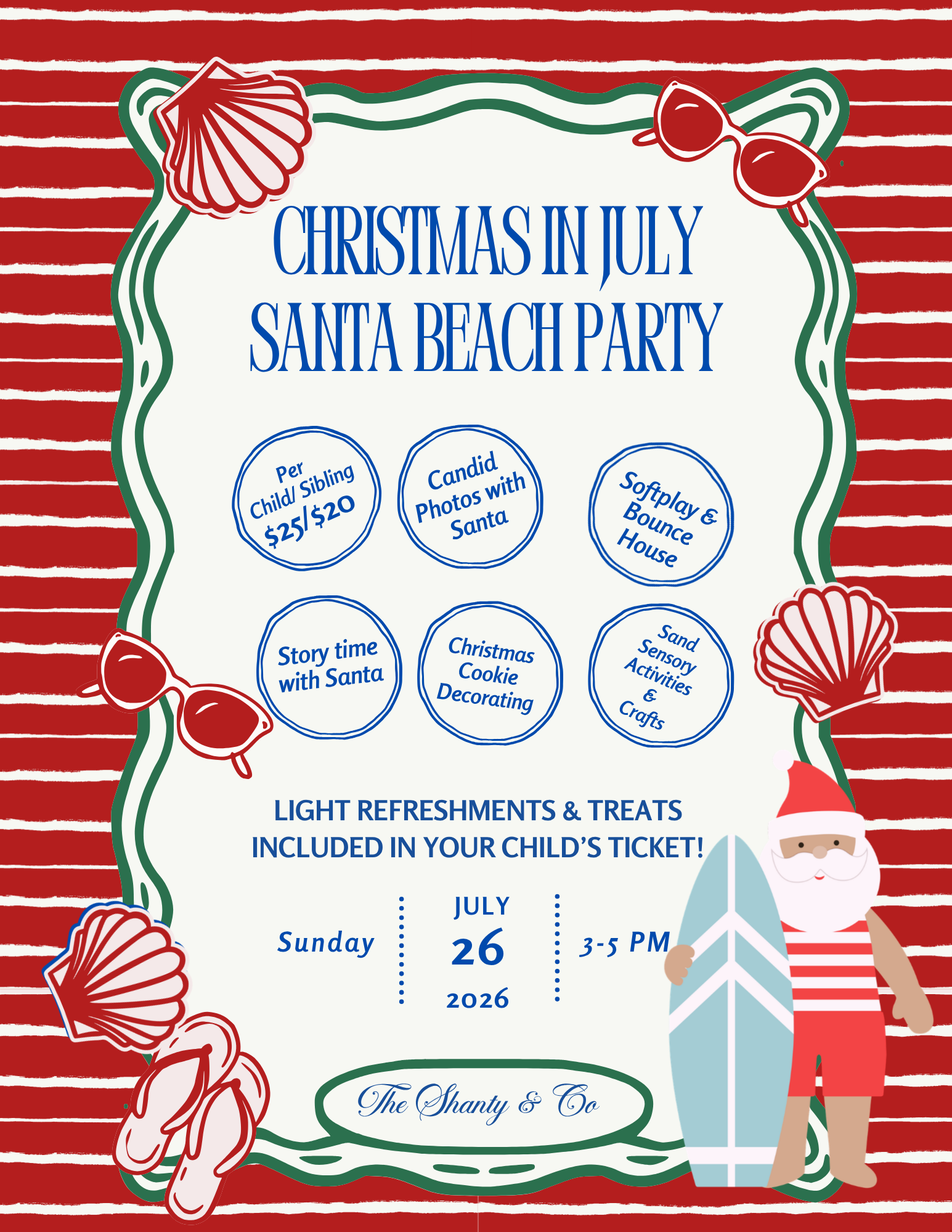 Christmas in July Santa Beach Party