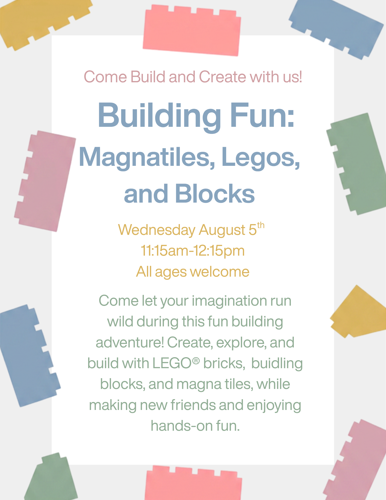 Building Fun: Magnatiles, Legos & Blocks